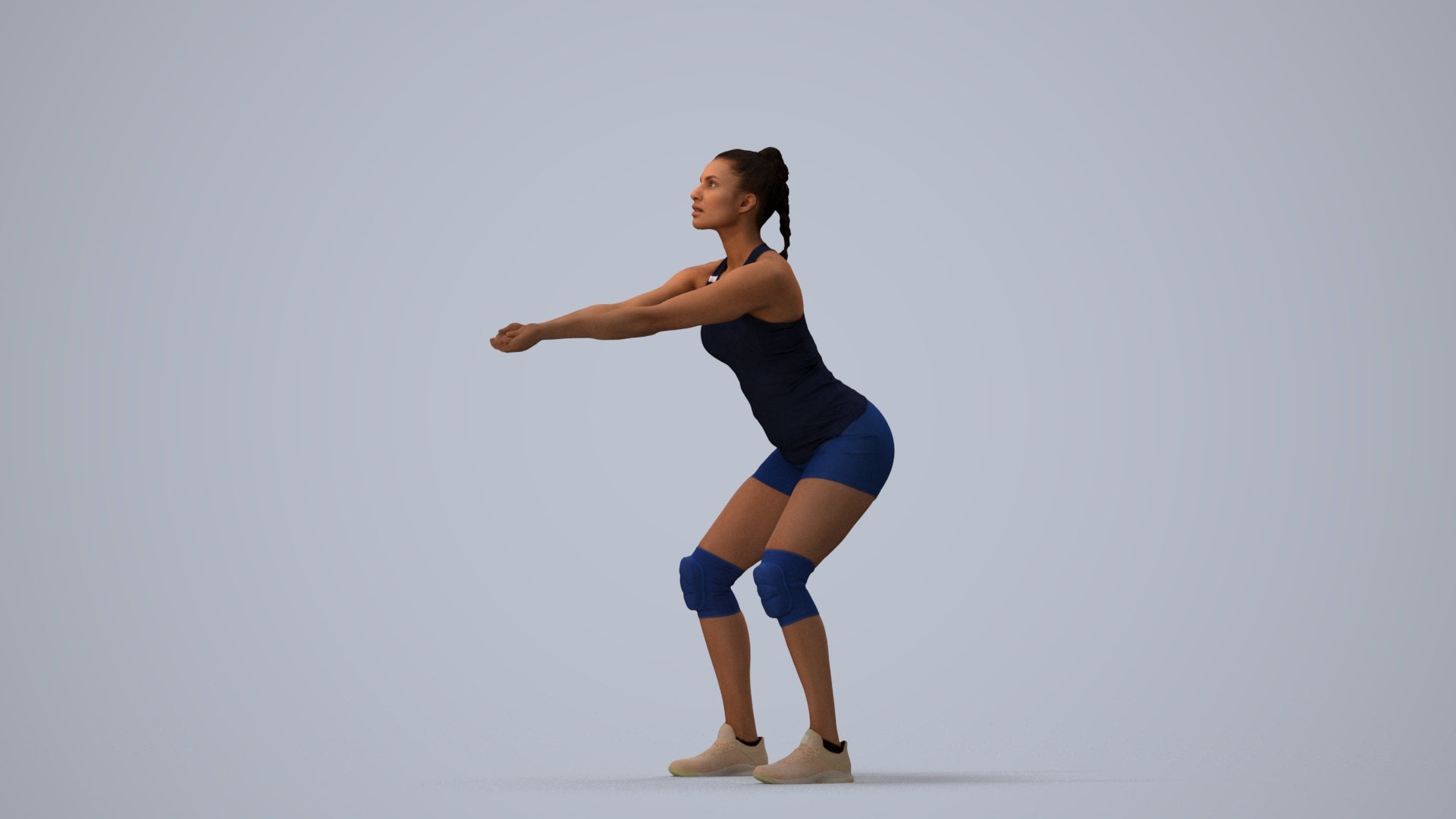 realistic 3D people woman sport, render-ready for V-Ray and Corona, FBX OBJ, three-quarter view render