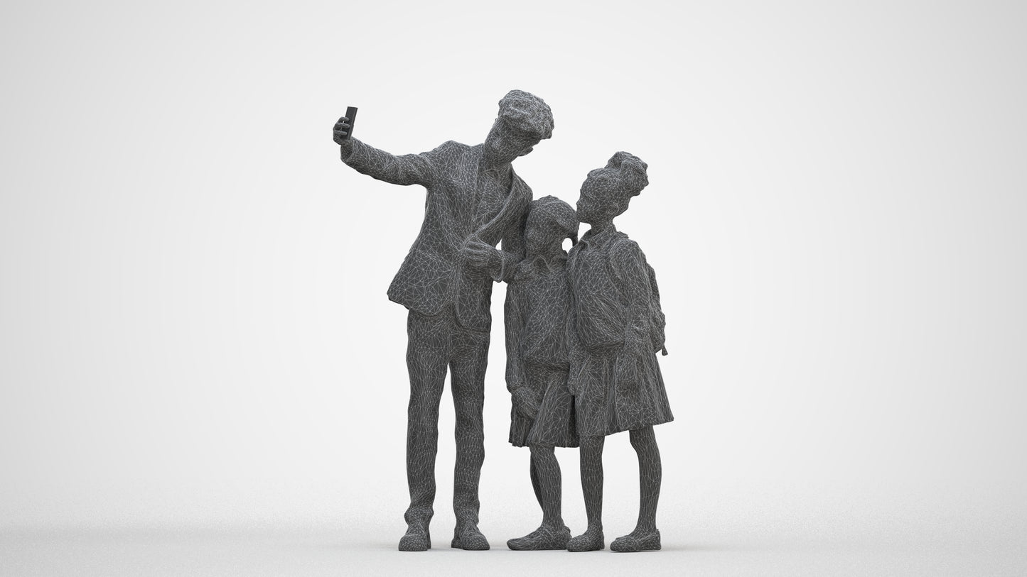 3D people model boy kids, scanned human for 3ds Max rendering, three-quarter front view render