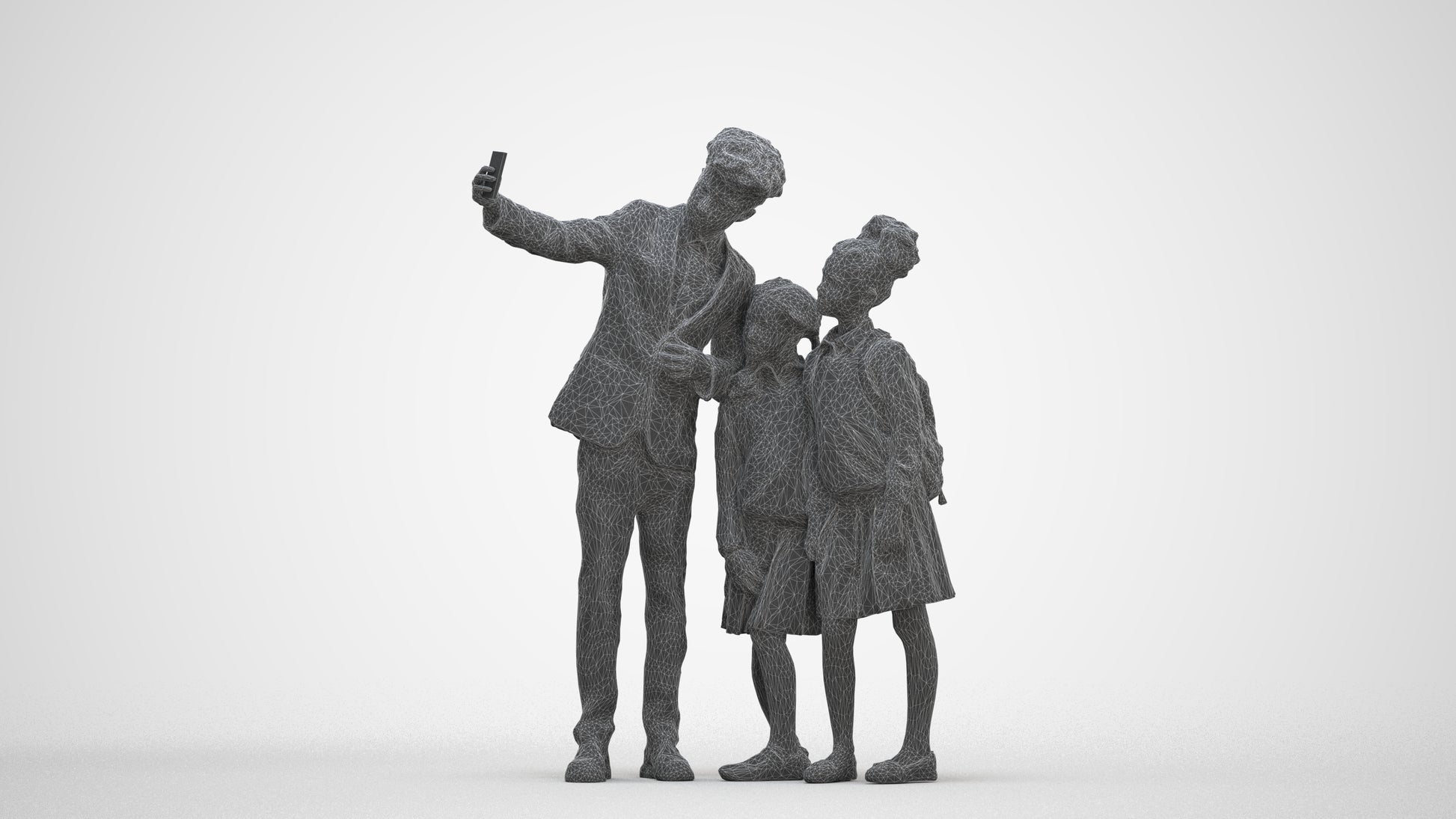 3D people model boy kids, scanned human for 3ds Max rendering, three-quarter front view render