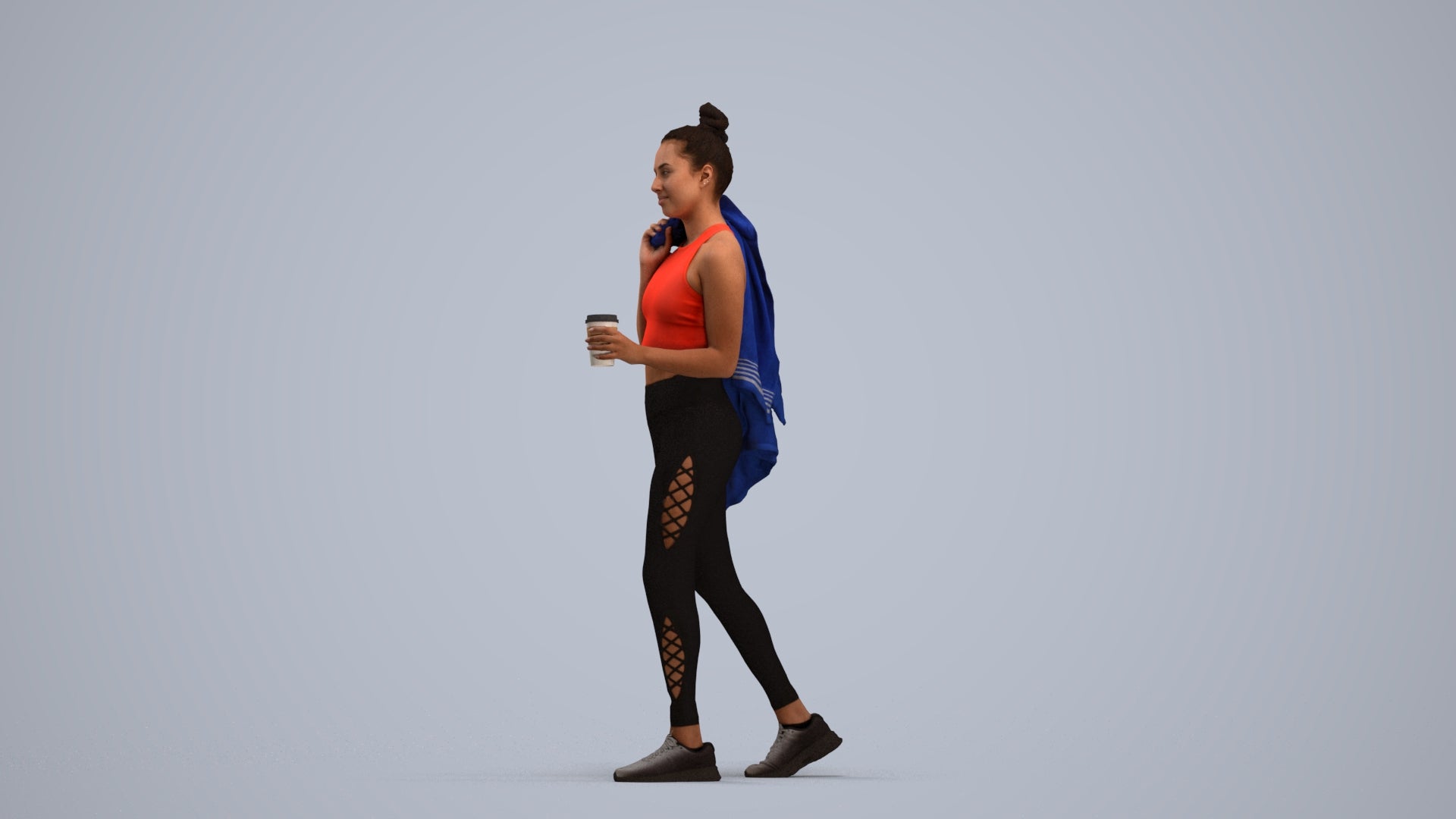 scanned 3D woman sport, photogrammetry people for Enscape and V-Ray, standing pose render