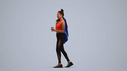 scanned 3D woman sport, photogrammetry people for Enscape and V-Ray, standing pose render