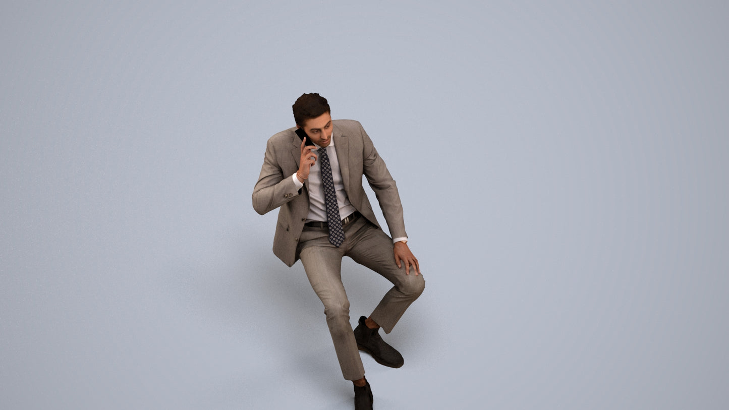 scanned 3D man business, photogrammetry people for Enscape and V-Ray, back view render