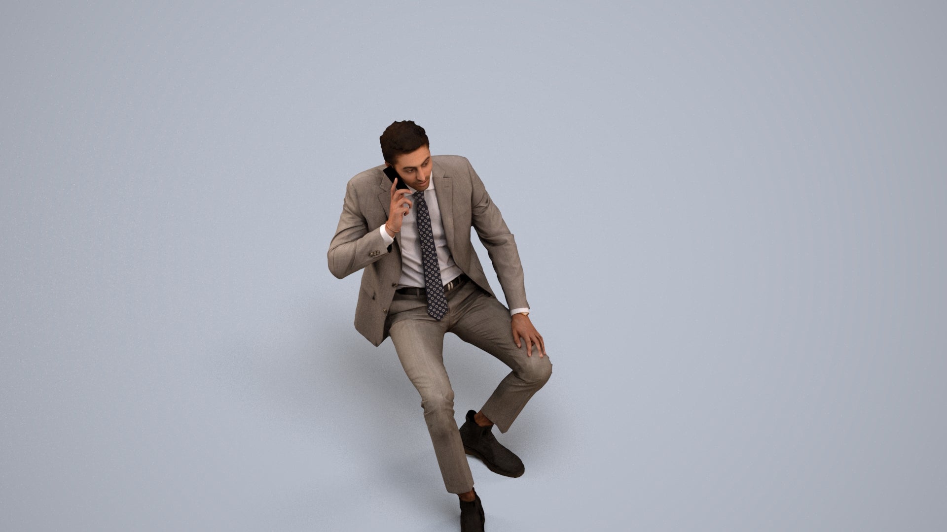 scanned 3D man business, photogrammetry people for Enscape and V-Ray, back view render