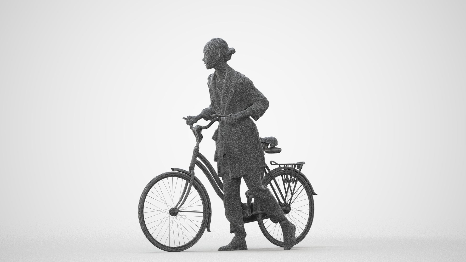 realistic 3D people woman casual cycling, render-ready for V-Ray and Corona, FBX OBJ, square thumbnail