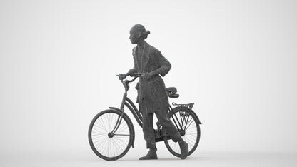 realistic 3D people woman casual cycling, render-ready for V-Ray and Corona, FBX OBJ, square thumbnail