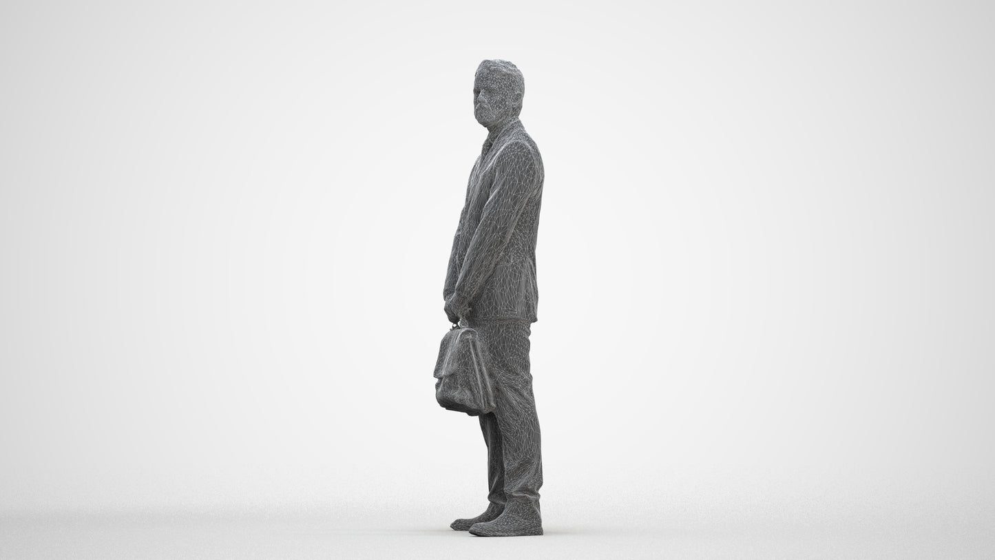 realistic 3D man business, scanned archviz people for Blender and 3ds Max, three-quarter front view render
