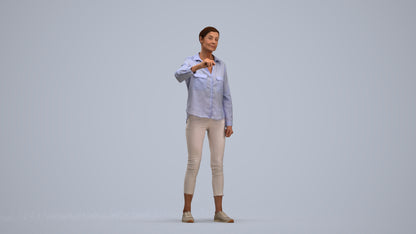 3D scanned senior woman standing casual, photorealistic archviz people for Enscape and SketchUp, standing pose render