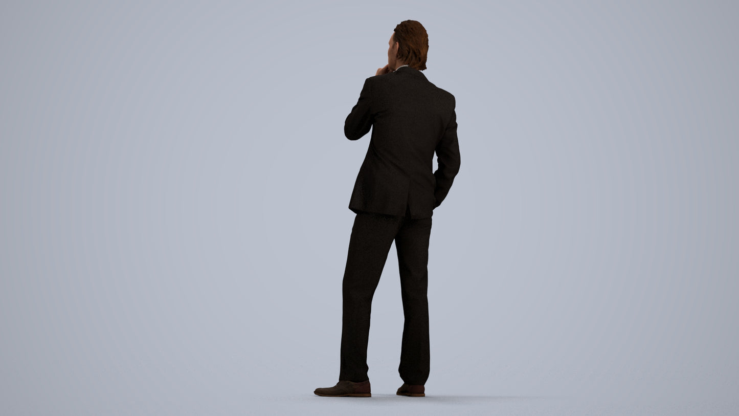 3D scanned man business, photorealistic archviz people for Enscape and SketchUp, front view render
