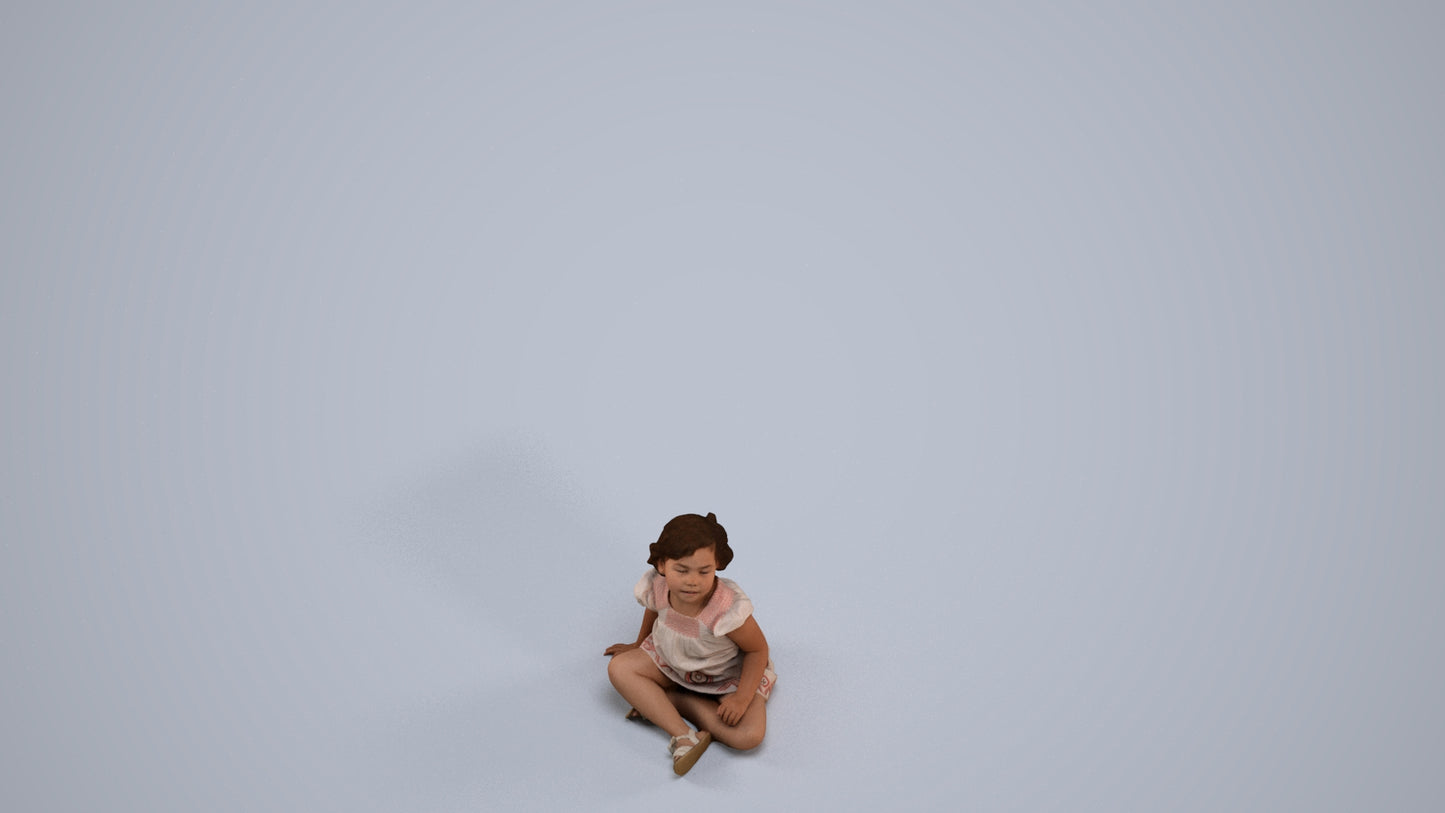 3D human model girl casual kids, photogrammetry scanned person for archviz, back view render
