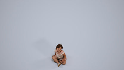 3D human model girl casual kids, photogrammetry scanned person for archviz, back view render