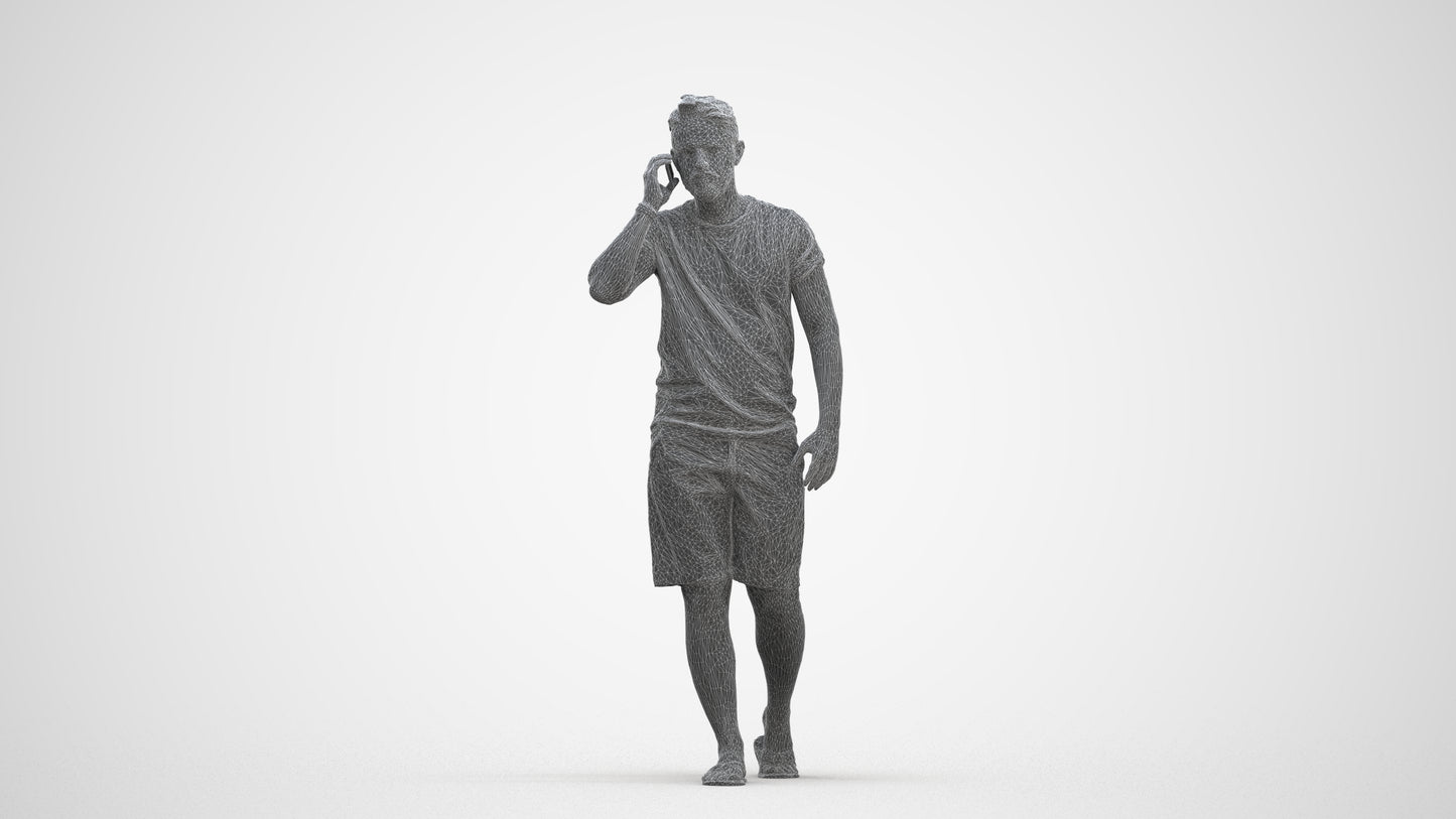 realistic 3D human man walking, archviz people FBX OBJ for Blender, three-quarter front view render