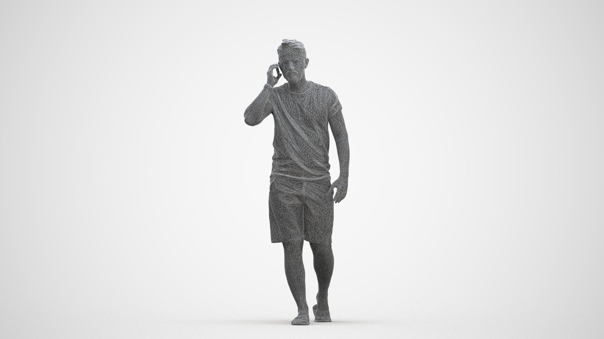 realistic 3D human man walking, archviz people FBX OBJ for Blender, three-quarter front view render
