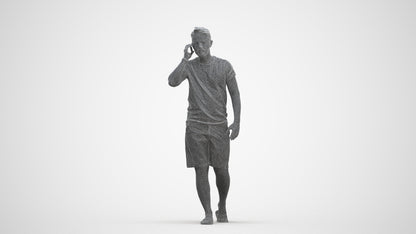 realistic 3D human man walking, archviz people FBX OBJ for Blender, three-quarter front view render