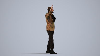realistic 3D human man formal dancing, archviz people FBX OBJ for Blender, side view render