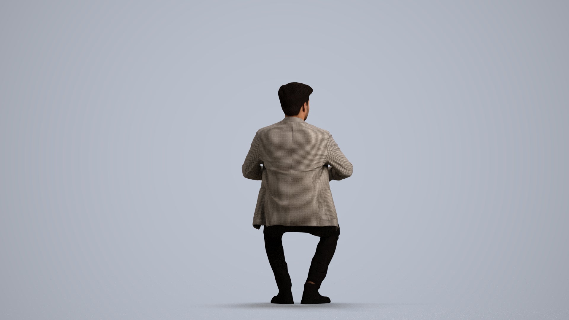 realistic 3D people man business sitting, render-ready for V-Ray and Corona, FBX OBJ, front view render