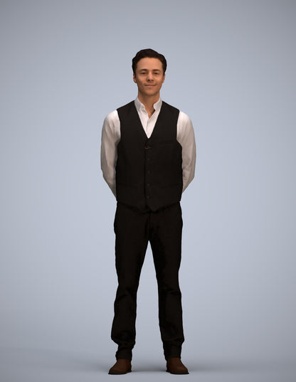 3D people model man hospitality, scanned human for 3ds Max rendering
