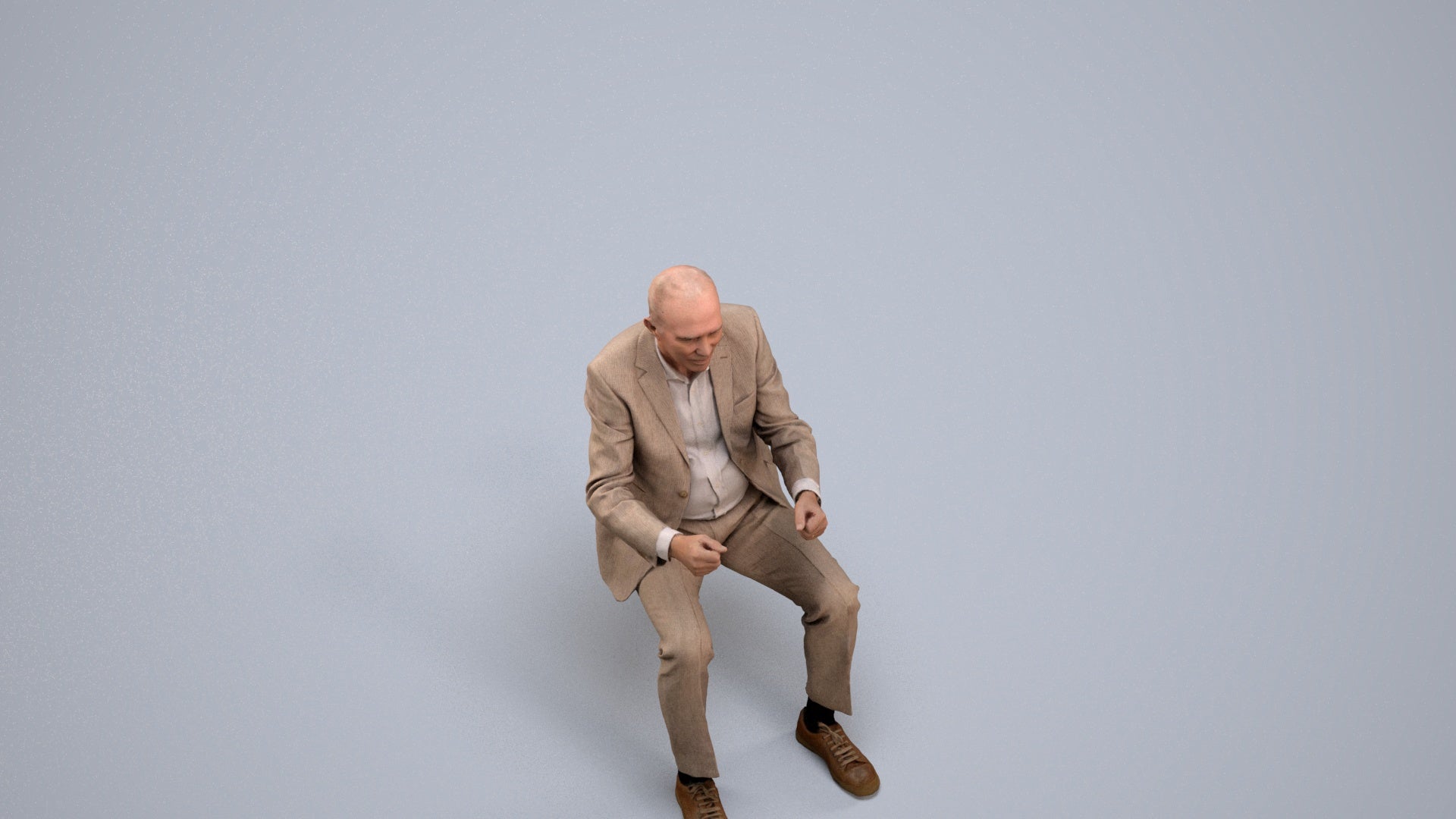 photogrammetry 3D senior man business driving, realistic human model archviz FBX, back view render
