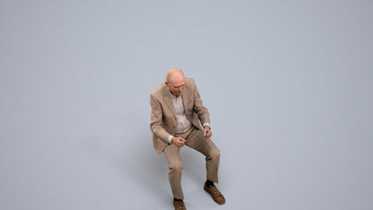 photogrammetry 3D senior man business driving, realistic human model archviz FBX, back view render
