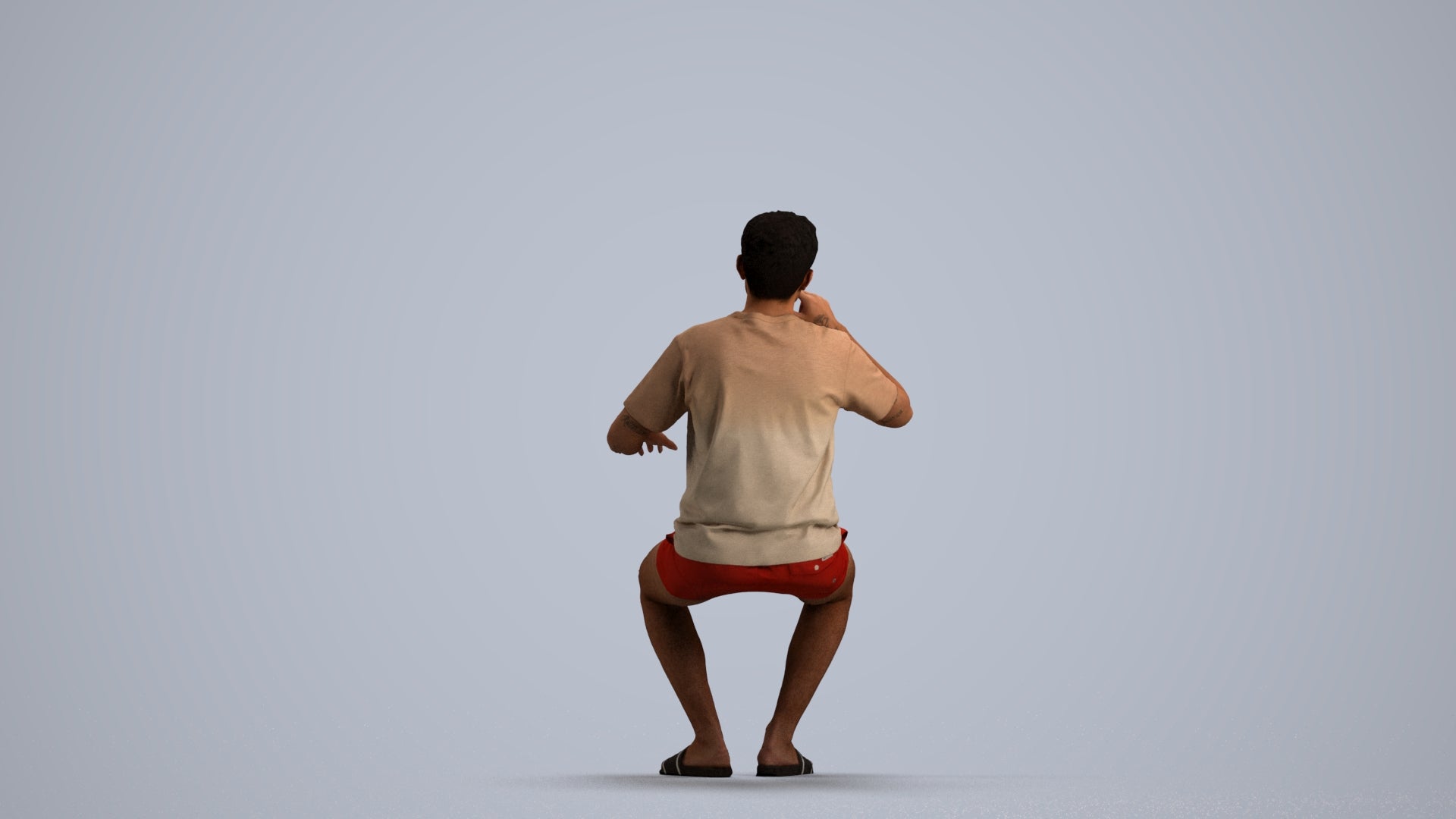 3D scanned man sitting casual, photorealistic archviz people for Enscape and SketchUp, front view render