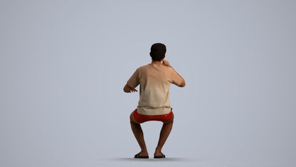 3D scanned man sitting casual, photorealistic archviz people for Enscape and SketchUp, front view render