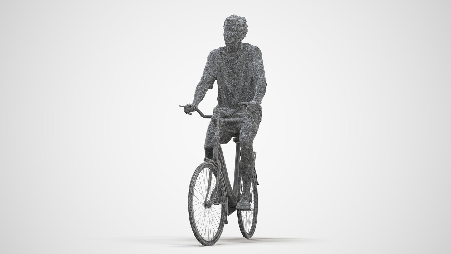 3D people model woman casual cycling, scanned human for 3ds Max rendering, three-quarter front view render