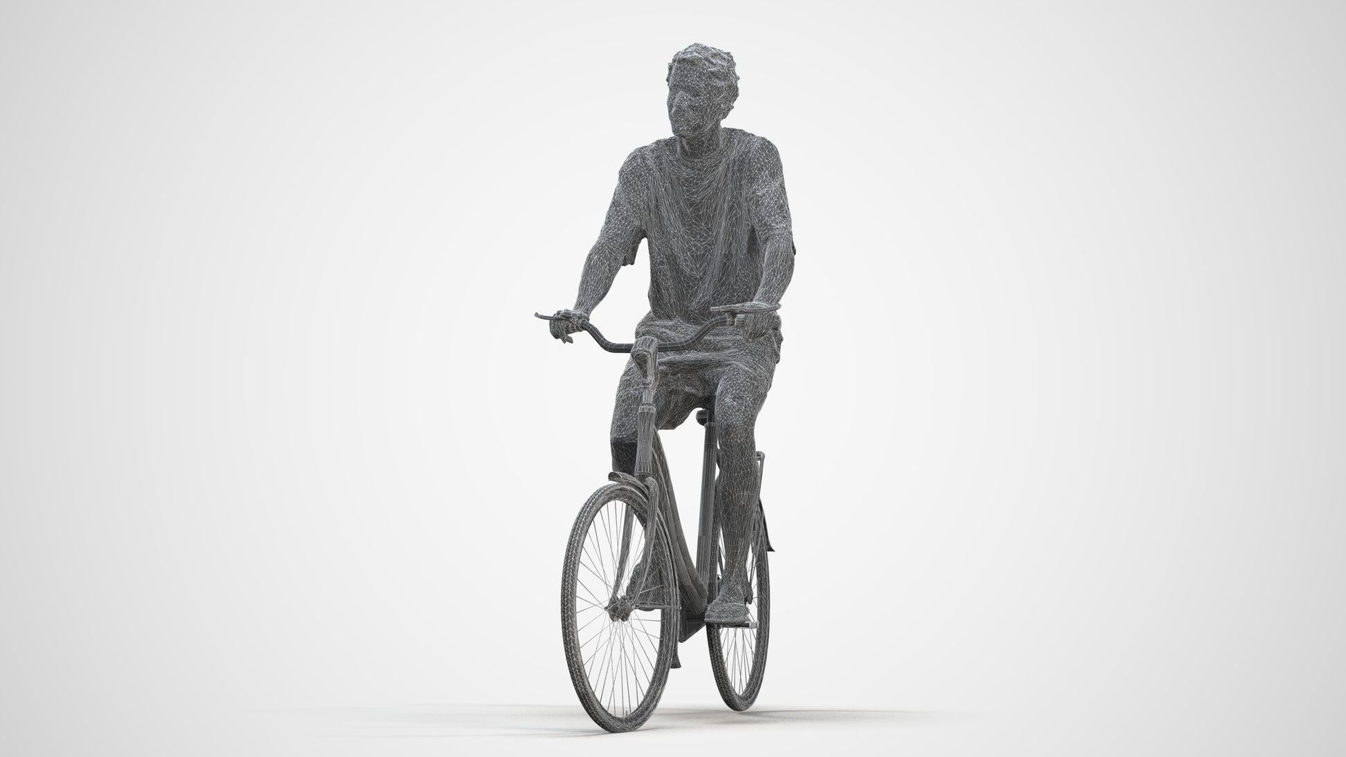 3D people model woman casual cycling, scanned human for 3ds Max rendering, three-quarter front view render