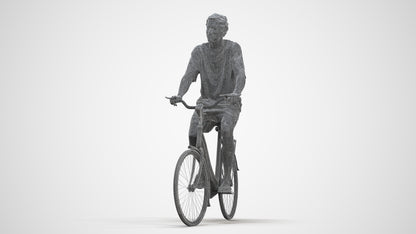 3D people model woman casual cycling, scanned human for 3ds Max rendering, three-quarter front view render