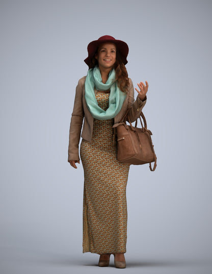 realistic 3D human woman casual standing, archviz people FBX OBJ for Blender