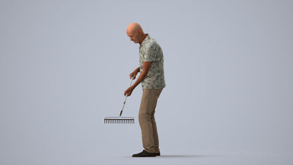 realistic 3D people senior man casual standing, render-ready for V-Ray and Corona, FBX OBJ, three-quarter view render