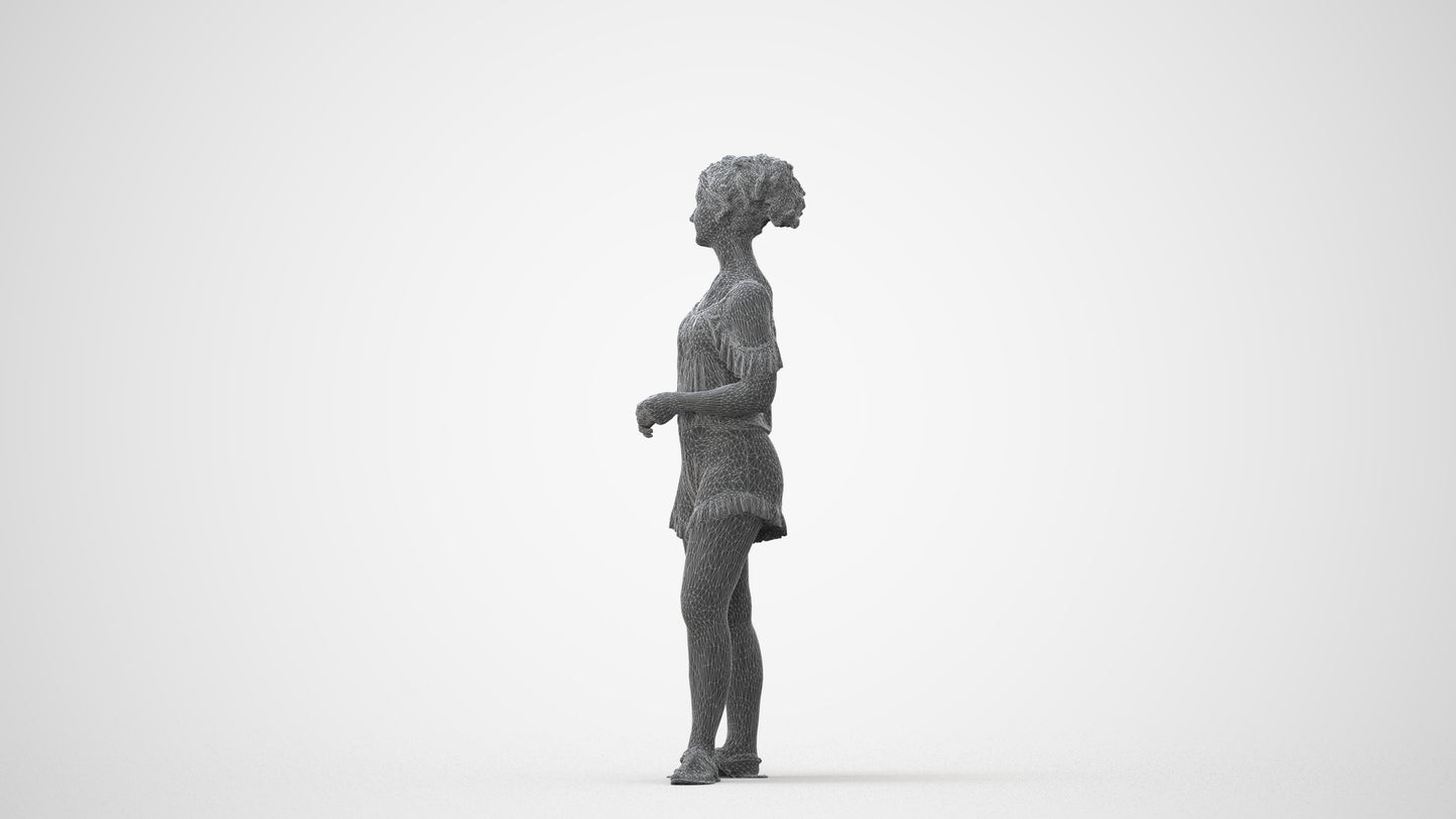 3D scanned girl kids casual, photorealistic archviz people for Enscape and SketchUp, square thumbnail