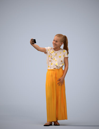 photogrammetry 3D girl casual kids, realistic human model archviz FBX
