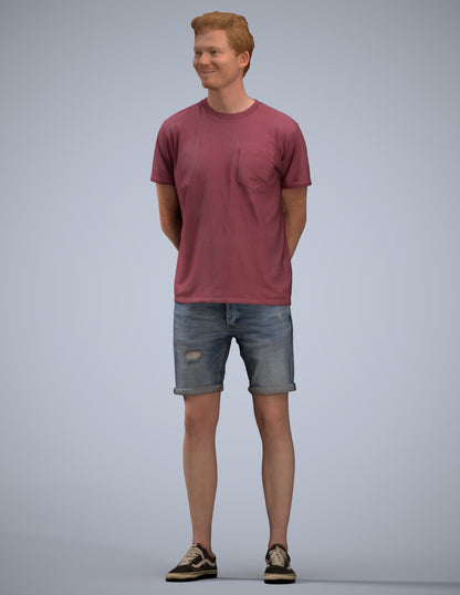 photogrammetry 3D man casual standing, realistic human model archviz FBX