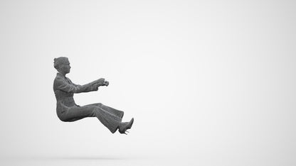 3D scanned woman driving business, photorealistic archviz people for Enscape and SketchUp, wireframe side view