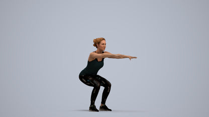 3D human model woman sport, photogrammetry scanned person for archviz, standing pose render