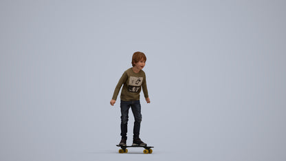 3D scanned boy kids casual, photorealistic archviz people for Enscape and SketchUp, standing pose render