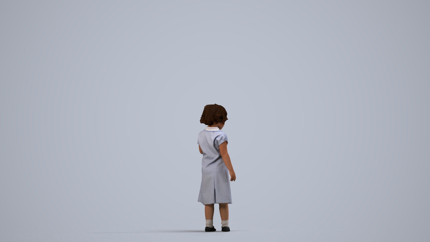 photogrammetry 3D girl kids, realistic human model archviz FBX, side view render