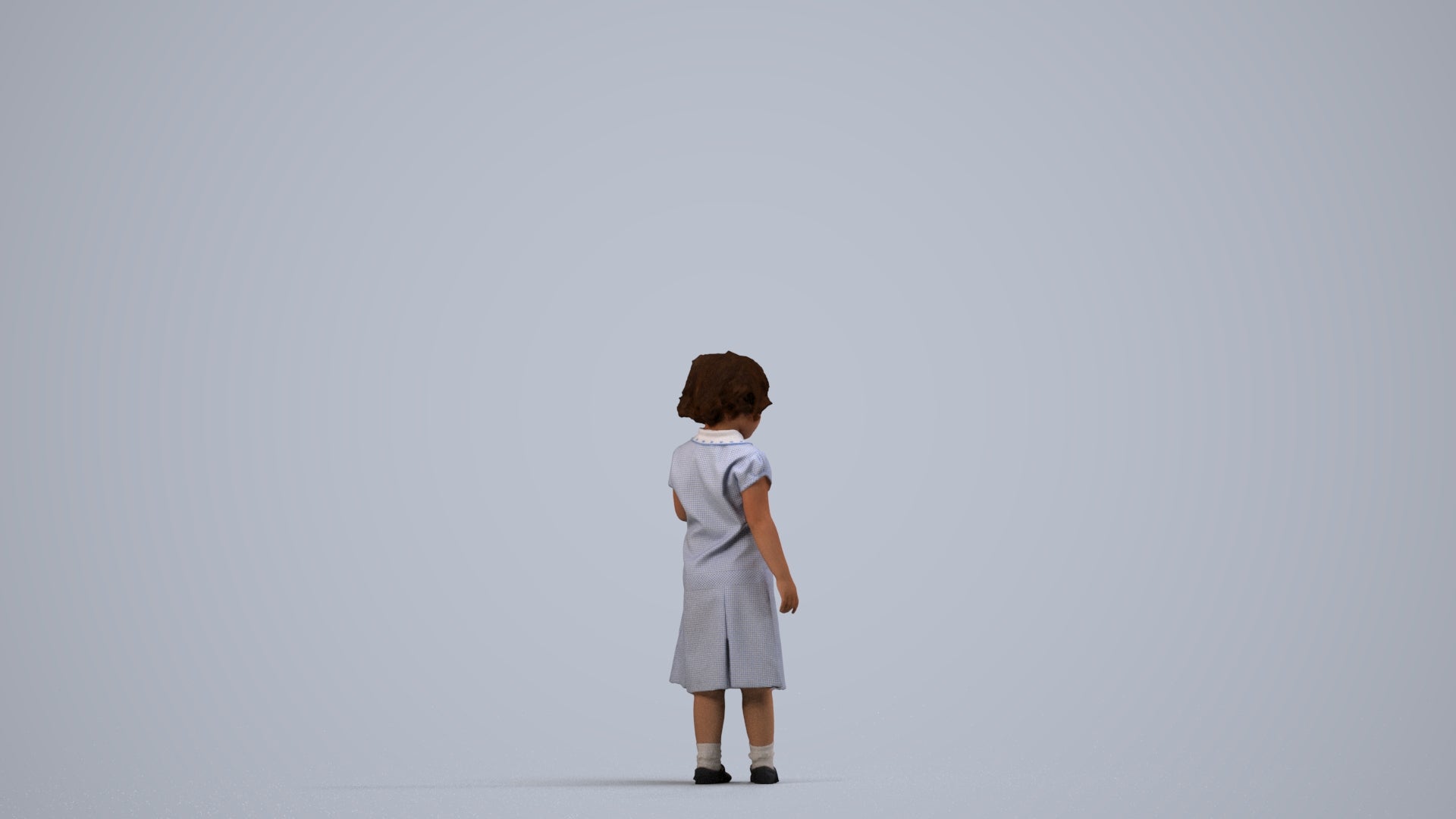 photogrammetry 3D girl kids, realistic human model archviz FBX, side view render