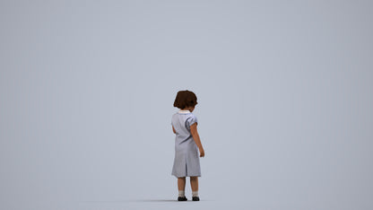 photogrammetry 3D girl kids, realistic human model archviz FBX, side view render