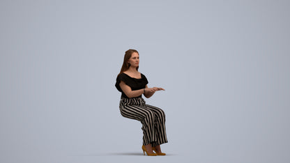 3D human model woman casual business, photogrammetry scanned person for archviz, standing pose render