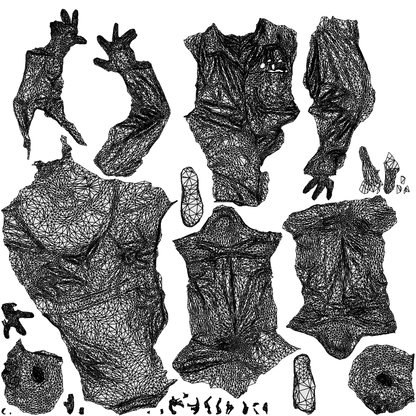 realistic 3D senior man medical, scanned archviz people for Blender and 3ds Max, wireframe top-down view