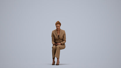 photogrammetry 3D woman business sitting, realistic human model archviz FBX, standing pose render