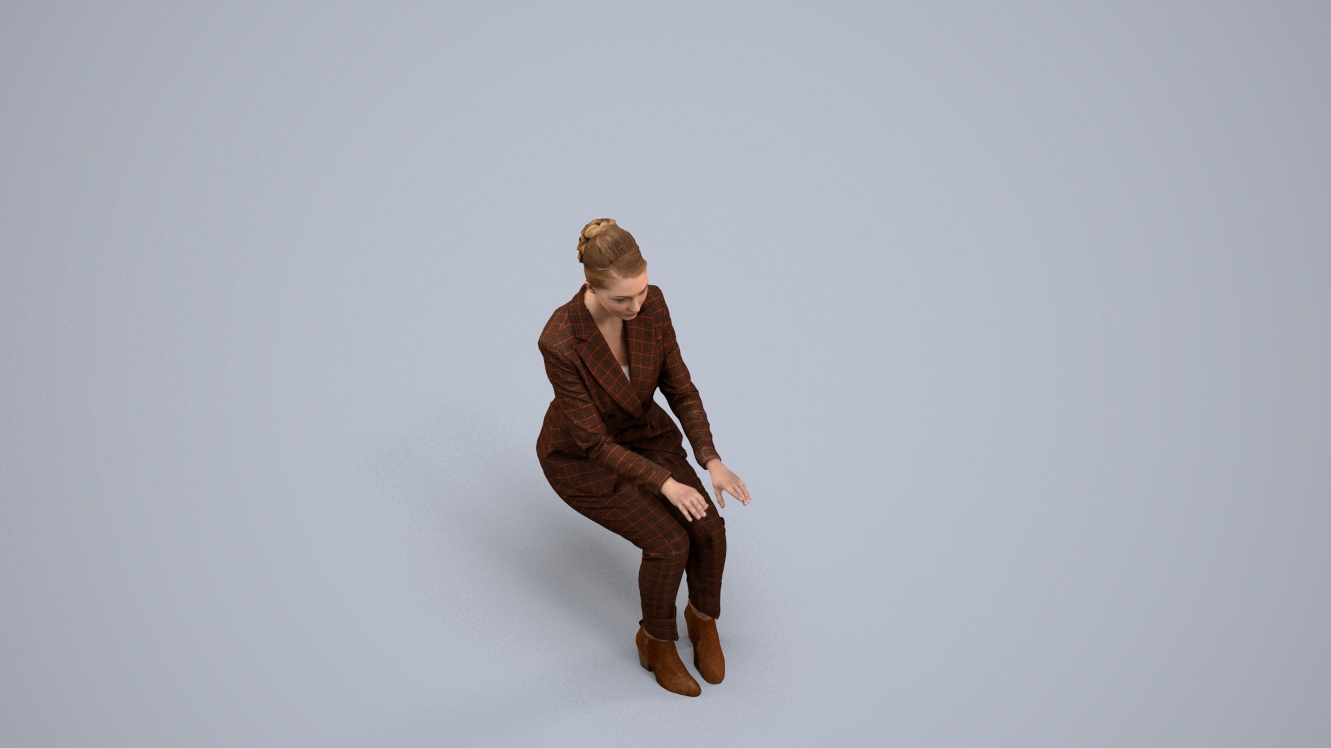 realistic 3D people woman business, render-ready for V-Ray and Corona, FBX OBJ, back view render