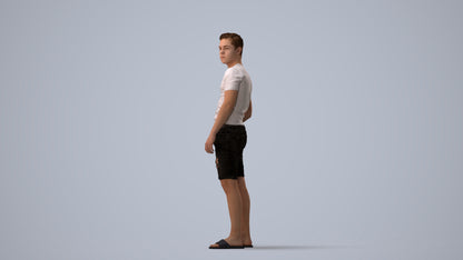 realistic 3D boy casual kids, scanned archviz people for Blender and 3ds Max, three-quarter view render