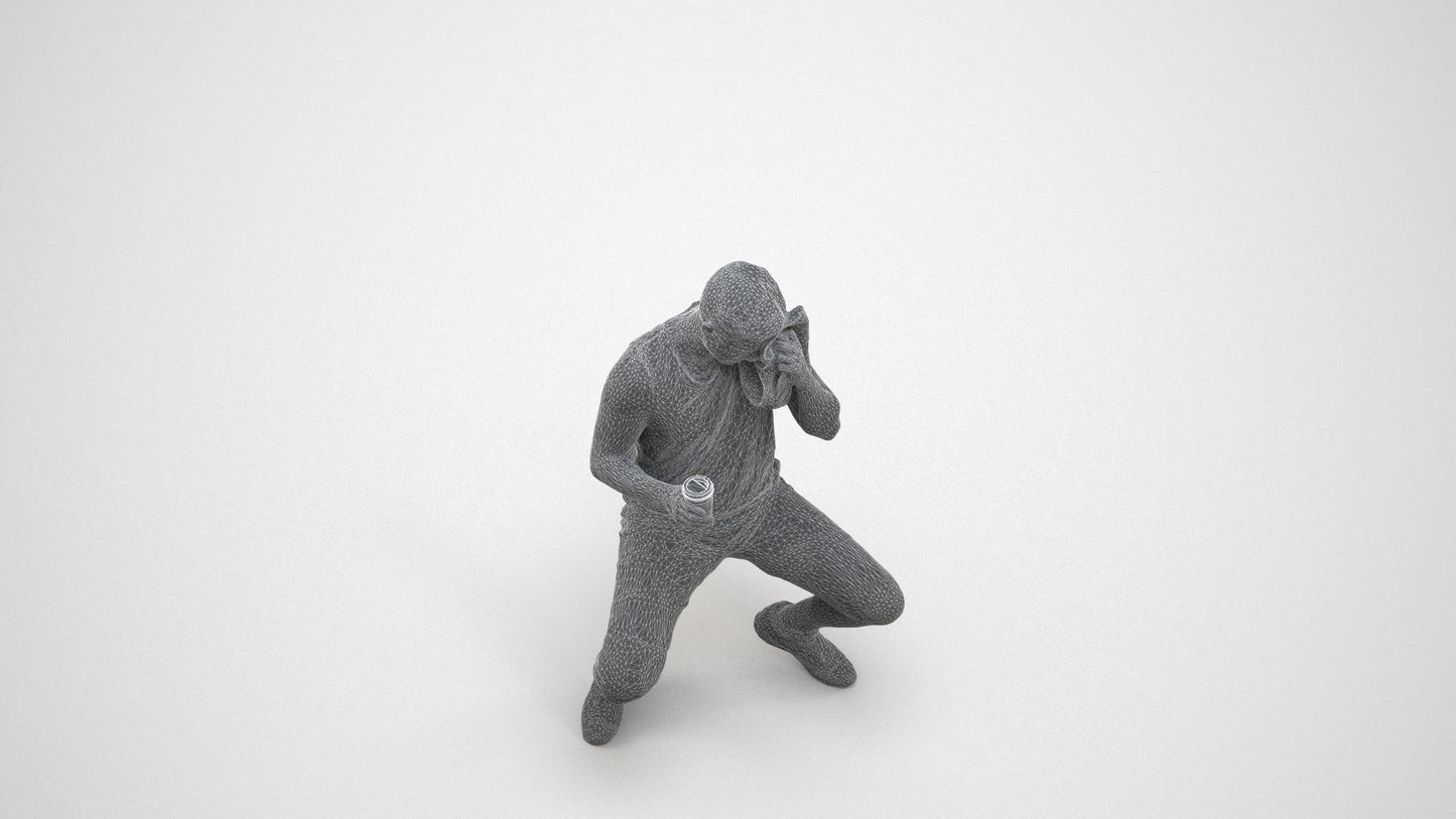 3D people model man sport, scanned human for 3ds Max rendering, wireframe three-quarter view