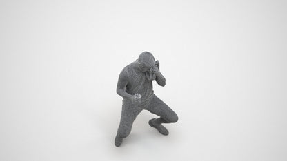 3D people model man sport, scanned human for 3ds Max rendering, wireframe three-quarter view