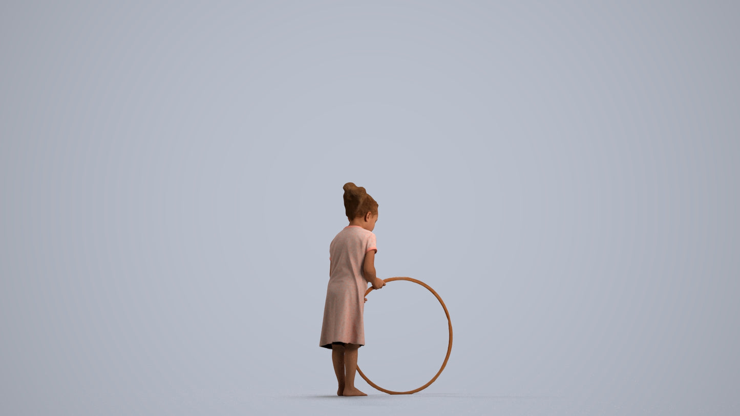 realistic 3D girl casual kids, scanned archviz people for Blender and 3ds Max, front view render