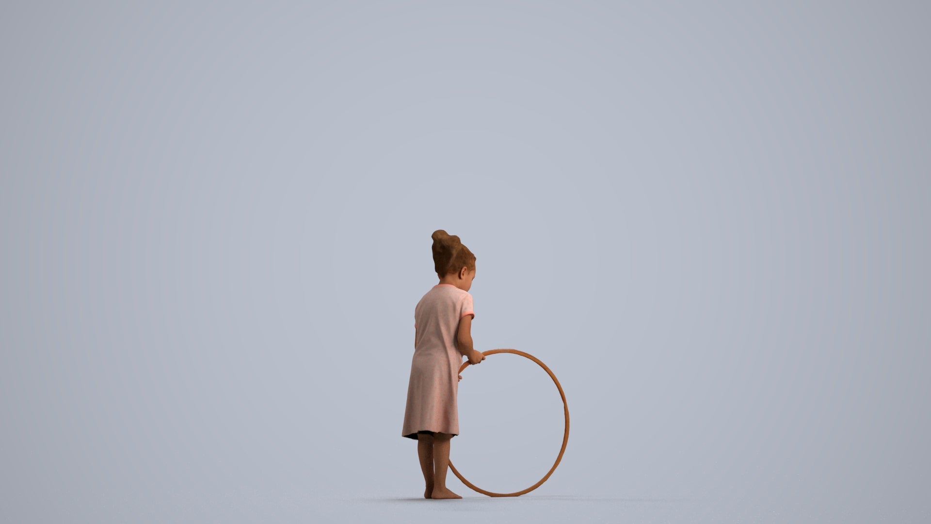 realistic 3D girl casual kids, scanned archviz people for Blender and 3ds Max, front view render