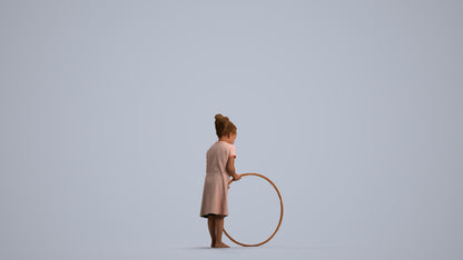realistic 3D girl casual kids, scanned archviz people for Blender and 3ds Max, front view render