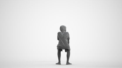 scanned 3D boy kids, photogrammetry people for Enscape and V-Ray, wireframe front view