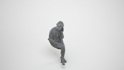 photogrammetry 3D woman business sitting, realistic human model archviz FBX, wireframe three-quarter view